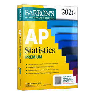 英文原版 AP Statistics Premium 2026 巴朗AP统计学 备考指南 高级版9套题+综合复习+在线练习 英文版 进口英语原版书籍