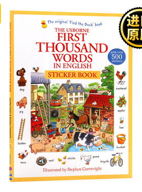 Usborne贴纸书 First Thousand Words in English Sticker Book基础英语1000个英语单词 英文原版绘本 尤斯伯恩儿童单词学习书