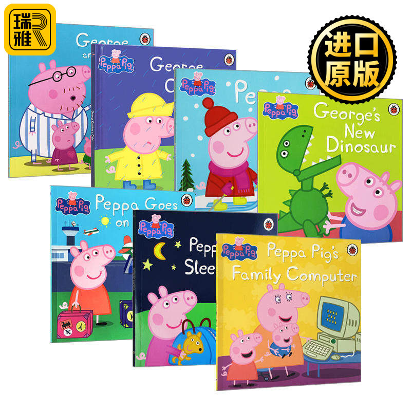 小猪佩奇英语故事书7册 英文原版绘本 Peppa Pig 小猪佩奇儿童启蒙读物 小猪佩琪 粉红猪小妹 进口英语书籍 Ladybird 全英文版