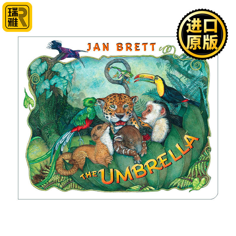 The Umbrella 雨伞 幼儿儿童自然主题绘本 纸板书 Jan Brett 英文原版