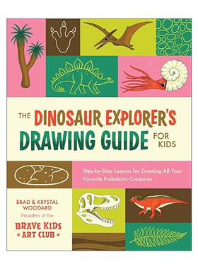 英文原版 The Dinosaur Explorer's Drawing Guide For Kids 恐龙探险家儿童绘画指南 史前生物绘画分步教程 进口英语原版书籍