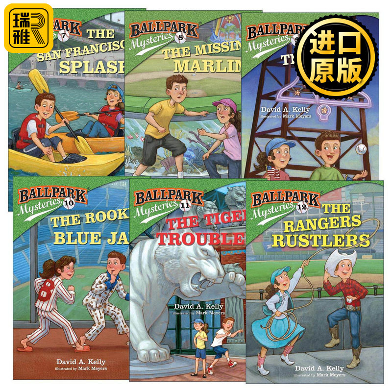 英文原版 Ballpark Mysteries 棒球场之谜系列7-12册 儿童推理章节桥梁故事书 David A. Kelly 英文版 进口英语原版书籍
