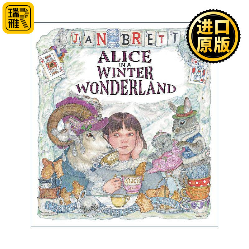 英文原版 Alice in a Winter Wonderland 爱丽斯梦游冬日仙境 儿童经典文学精装绘本 乌龟莫茜作者简·布雷特 进口英语原版书籍