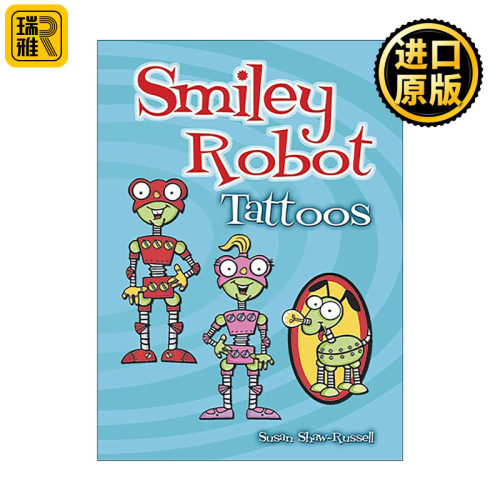 英文原版 Smiley Robot Tattoos 笑脸机器人纹身 儿童益智游戏活动书 英文版 进口英语原版书籍