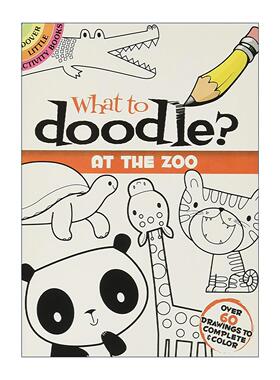 英文原版 What to Doodle At the Zoo 在动物园涂鸦画什么 儿童益智游戏活动书 场景绘画 英文版 进口英语原版书籍