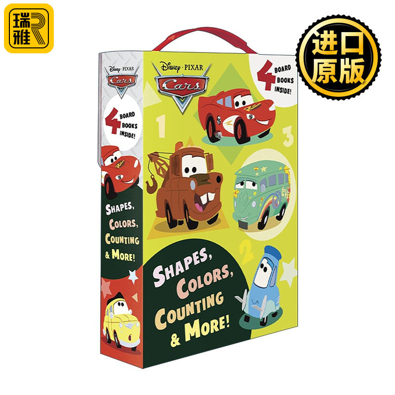 英文原版 Shapes Colors Counting & More Disney Pixar Cars 形状 颜色 算数 迪士尼赛车总动员系列4册盒装套装 儿童启蒙认知绘本