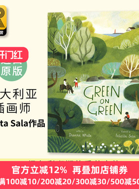 踏青 英文原版 自然的颜色 Green on Green Felicita Sala插画绘本 感恩 家庭 大自然 季节 节日儿童艺术图画书 进口英语书籍