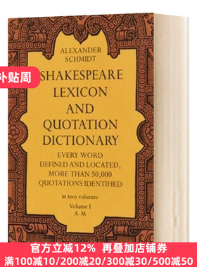 莎士比亚词典1 英文原版 Shakespeare Lexicon and Quotation Dictionary Vol 1 英文版Alexander Schmidt 进口原版英语书籍