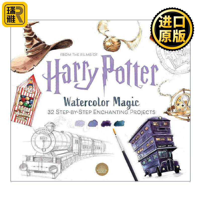 英文原版 Harry Potter Watercolor Magic 哈利波特水彩魔法 填色书 英文版 进口英语原版书籍