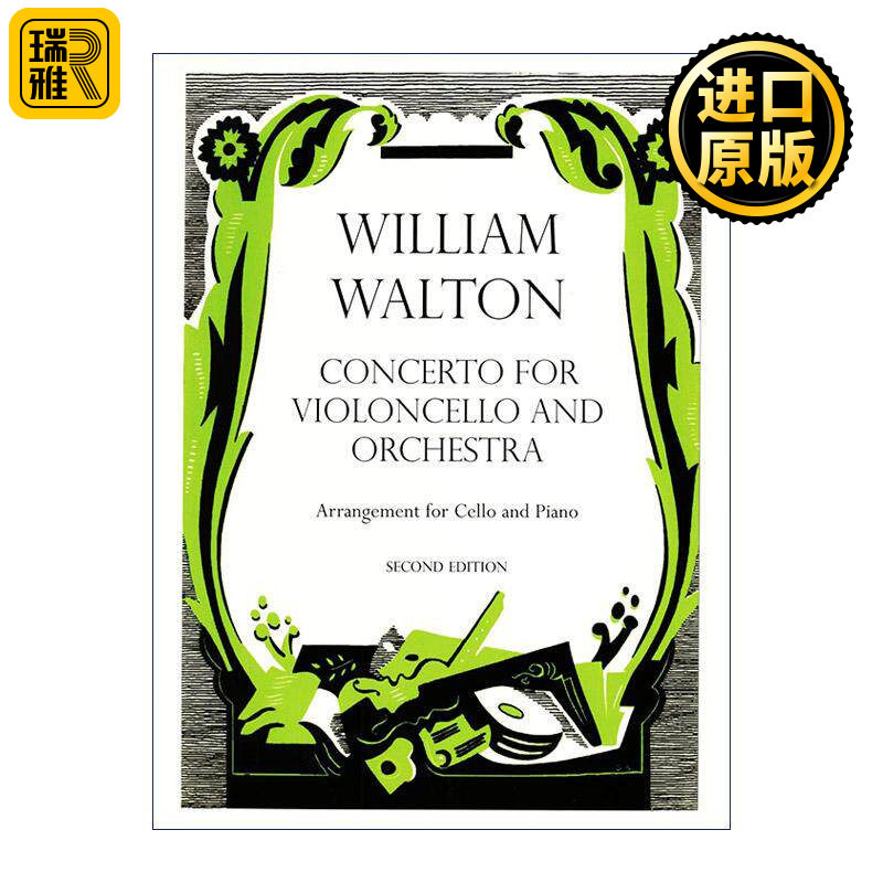 英文原版 Cello Concerto 威廉·沃尔顿 大提琴协奏曲 大提琴及钢琴缩编谱 英文版 进口英语原版书籍