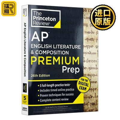 英文原版 Princeton Review AP English Literature & Composition Premium Prep 普林斯顿评论AP英语文学与写作含线上题库第26版