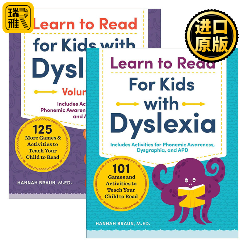 英文原版 Learn to Read for Kids with Dyslexia 阅读障碍儿童学习阅读2册 英文版 进口英语原版书籍