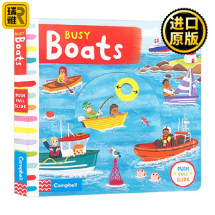 绘本 儿童英语启蒙趣味游戏玩具书早教亲子互动 小船 推拉滑动机关操作纸板书 船 繁忙 Boats英文原版 Busy Books 忙碌 Busy系列