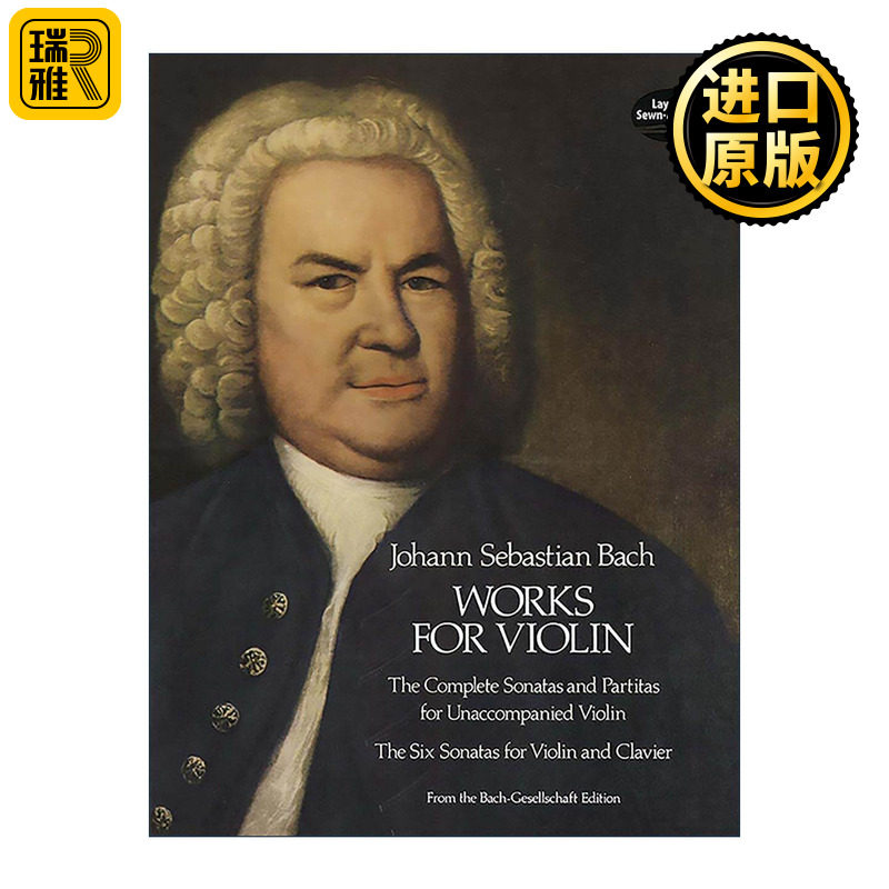 英文原版 Works for Violin 巴赫小提琴音乐作品集 无伴奏小提琴奏鸣曲全谱 小提琴与钢琴奏鸣曲六首 英文版 进口英语原版书籍