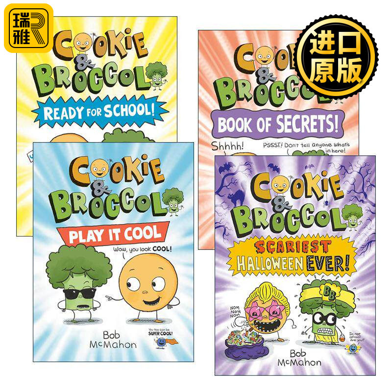 英文原版 Cookie & Broccoli 饼干和花椰菜系列4册 儿童校园友谊故事书 培养孩子社交能力 Bob McMahon 英文版 进口英语原版书籍