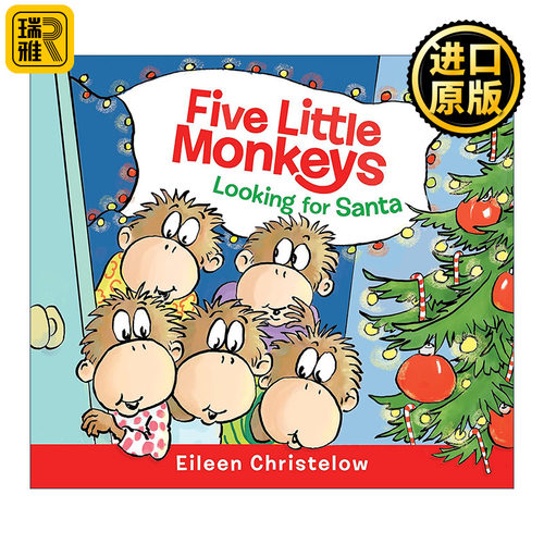 Five Little Monkeys Looking for Santa 五只小猴子找圣诞老人  纸板书