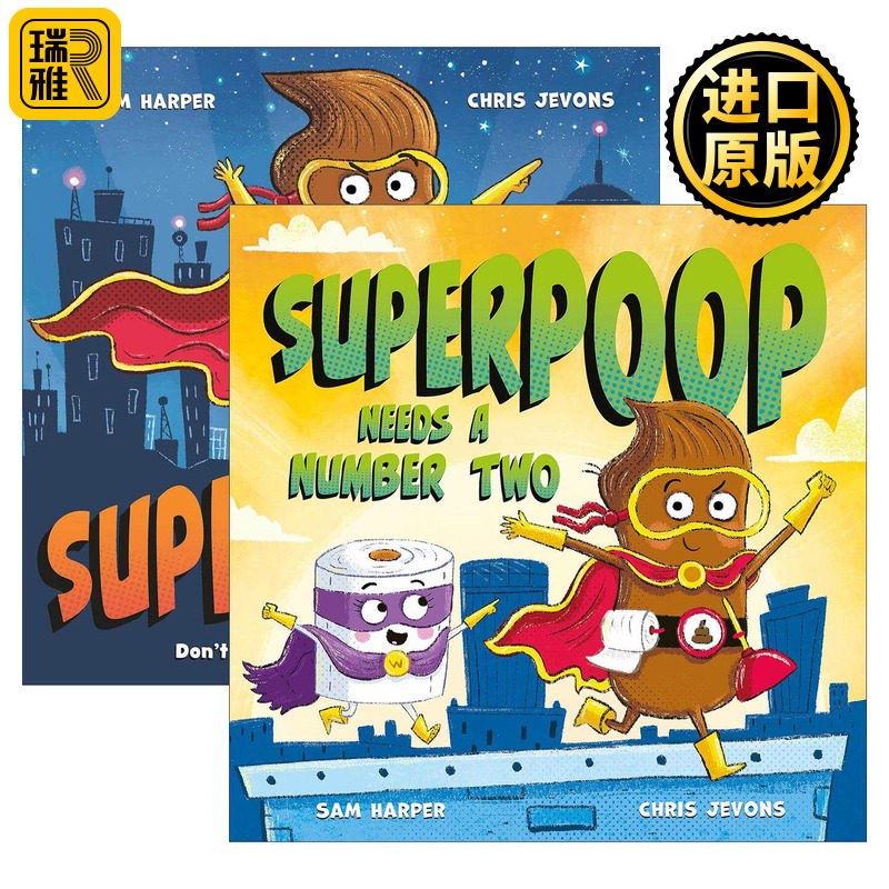英文原版 Superpoop 大便超人系列2册 儿童幽默搞笑绘本 插画师Chris Jevons 英文版 进口英语原版书籍