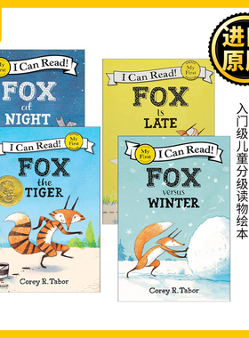 英文原版 My First I Can Read 狐狸系列4册 Fox Is Late/The Tiger/At Night /Fox versus Winter 入门级儿童分级读物绘本 英文版