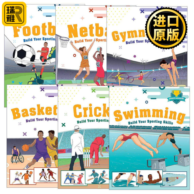 英文原版 Sports Academy 体育学院系列6册 培养运动技能 趣味插画儿童绘本 足球 体操 篮球 游泳 英文版 进口英语原版书籍