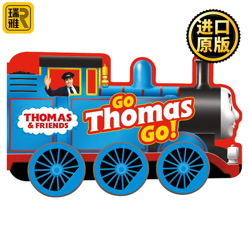 托马斯小火车造型书 Thomas and Friends Go Thomas Go 英文原版 儿童早教益智英语启蒙纸板书 玩具书 轮子可跑 英文版进口书籍
