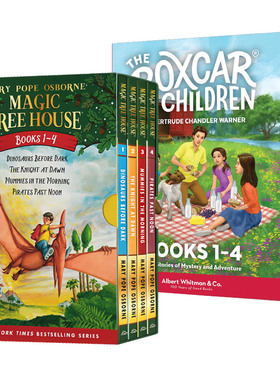 神奇树屋1-4册+棚车少年1-4册盒装 英文原版绘本 Magic Tree House The Boxcar Children Books全套读物 神奇的书屋英语绘本小说