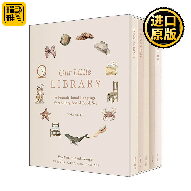 英文原版 Our Little Library Vol.2 我们的小图书馆2 幼儿儿童早教词汇手册 5册盒装套装绘本 纸板书 Tabitha Paige 英文版