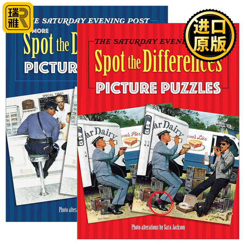 英文原版 The Saturday Evening Post Spot the Differences Picture Puzzles 星期六晚邮报找不同谜题集2册 英文版 进口原版书籍