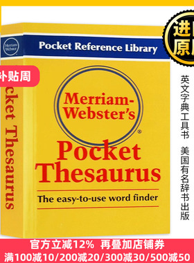 韦氏同义词反义词袖珍词典 Merriam-Websters Pocket Thesaurus 英文原版 Merriam-Webster 字典工具书 进口原版英语书籍辞典