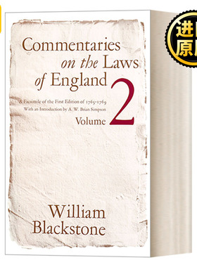 英文原版 Commentaries on the Laws of England  Volume 2 英国法释义 卷二 William Blackstone 英文版 进口英语原版书籍