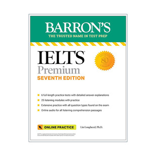 英文原版 IELTS Premium 6 Practice Tests+Comprehensive Review+Online Audio Seventh Editio 巴朗雅思备考6套试题+含在线音频