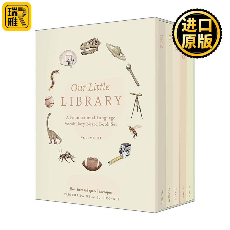 英文原版 Our Little Library Vol.3 我们的小图书馆3 幼儿儿童早教词汇手册 5册盒装套装绘本 纸板书 Tabitha Paige 英文版