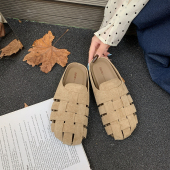 厚底勃肯凉拖鞋 新款 一脚蹬软底 女外穿2026夏季 复古编织包头半拖鞋