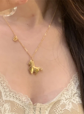金色折纸小马驹项链女简约高级感
