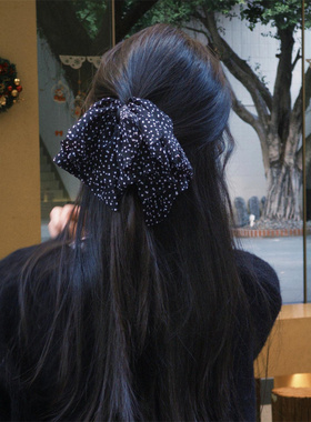 zoozmini法式波点蝴蝶结抓夹女小号半扎发马尾鲨鱼夹气质百搭发饰