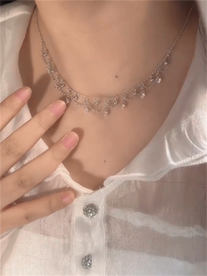 zoozmini朦胧月光项链女精致流苏温柔浪漫法式小众百搭宴会毛衣链