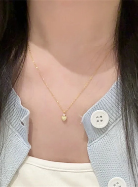 拉丝爱心镶钻项链轻奢高级颈链