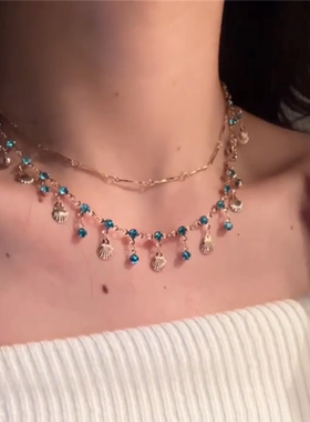 贝母扇形吊坠项链小众轻奢高级感