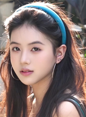 zoozmini韩国简约蓝色发箍外出百搭洗脸压发头窟发捆2025新款发饰