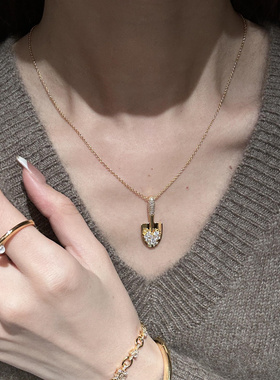 新中式镶钻小铲子项链