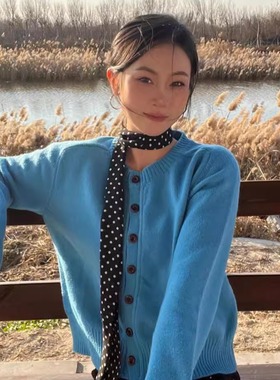 韩系辣妹长条丝巾复古时髦波点