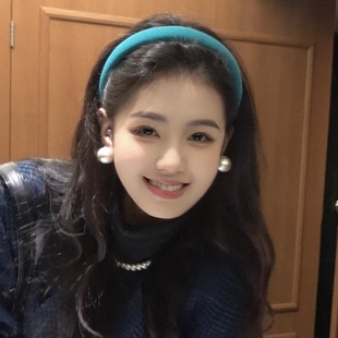 zoozmini湖蓝色海绵发箍女日常外戴高颅顶发卡发捆百搭细头箍发饰