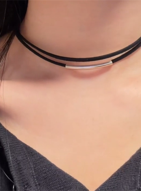 黑色项链y2k小众设计高级感项圈