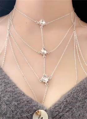 纯欲风银项链胸链潮酷辣妹身体链