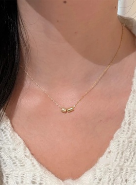 金色圆柱水钻锁骨链小众百搭颈链