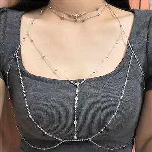 zoozmini纯欲风胸链性感比基尼bikini立体后背身体链颈链女配饰潮