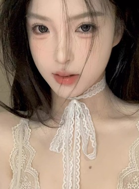 叠戴蕾丝飘带春夏百搭丝巾项链