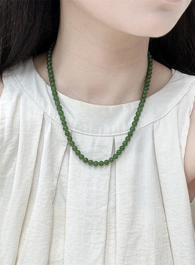 显白绿色仿玉石串珠碧玉色新中式