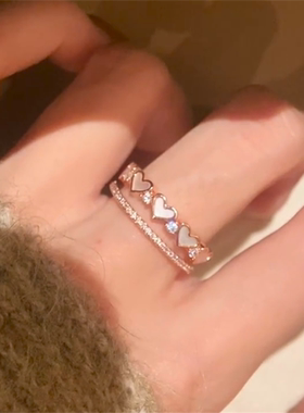 双层一体贝母爱心戒指轻奢高级感