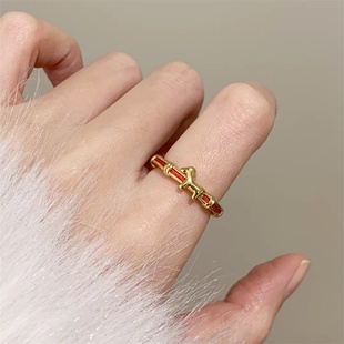 zoozmini红绳金马戒指本命年生肖马指环小众设计轻奢开口戒食指戒