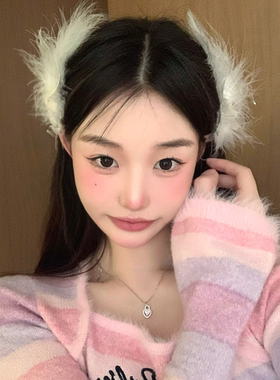 zoozmini白色羽毛发夹超仙气质拍照发饰吸晴仙女纯欲风头饰侧边夹